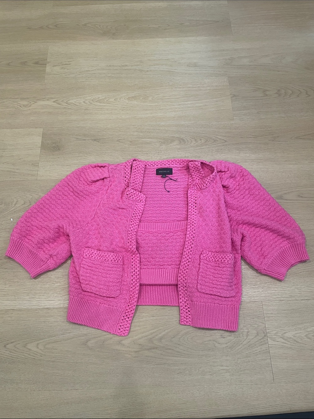 MAJORELLE Hot Pink Textured Knit Cardigan